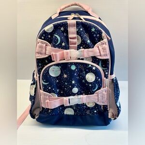 Pottery Barn Kids Navy Moon and Stars Backpack with Pink Trim